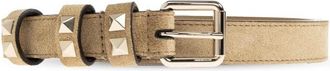 Valentino Garavani Accessoires, Dames, Beige, 90 CM, Leer, Rockstud Suede Riem