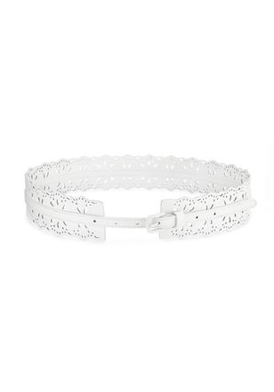 Lascana Tailleng&uuml;rtel LASCANA Cut-Out-G&uuml;rtel, Damen, Gr. 105, weiss (wei&szlig;), Lederimitat, unifarben, G&uuml;rtel Tailleng&uuml;rtel, mit trendigen Cut-Outs, G&uuml;rtel f&uuml;r K