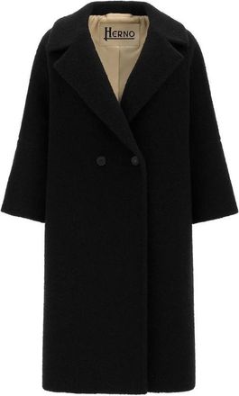 Herno Double-Breasted Coat - Dames - Mantel - Zwart - L - Wol - Jassen