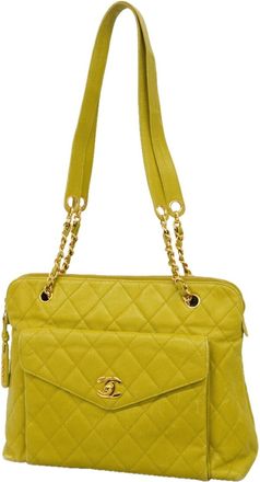 Chanel Light Green Grained Calfskin Tote Bag (Pre-Owned)
