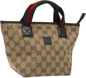 Gucci Pre-owned Handbags, female, Beige, Size: ONE SIZE Pre-owned Canvas Handbag