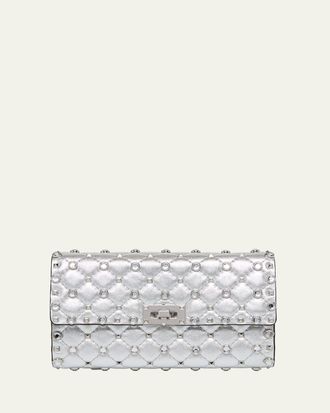Valentino Garavani Quilted Metallic Leather Rockstud & Rhinestone Shoulder Bag