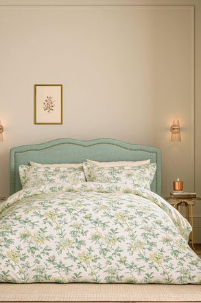 V&A shop Peony Blossom Cotton Duvet Cover Set in Green | Size: Double