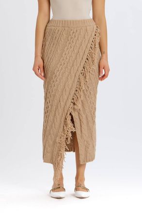 Something Navy Cable Knit Sweater Skirt In Tan
