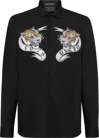 Philipp Plein Overhemd met logoprint - Zwart
