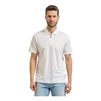 HUGO BOSS Tops, Heren, Wit, L, Katoen, Polo met ritskraag