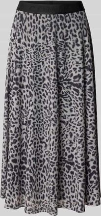 Comma Midirock im Allover-Look mit elastischem Bund in Black, Größe 38