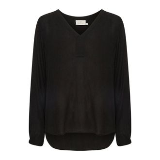 Kaffe Blusa Nera a Maniche Lunghe con Scollo a V - - Blouses & Shirts - Donna - Nero - S