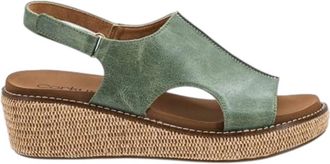 Corkys Footwear Womens Volta Ii Lower Heel Wedge Sandal In Leaf Green