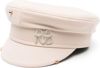Ruslan Baginskiy Neutral Monogram-Appliqué Baker Boy Hat - Womens - Acrylic/Cotton