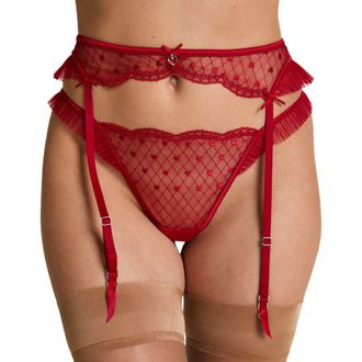 Hunkem&ouml;ller Cordelie Suspenderbelt in Chili Pepper at Nordstrom, Size Medium