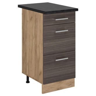 Vicco Mueble Bajo De Cocina R-line, Gris Noble, 40 Cm Con Cajones, Et Antracita