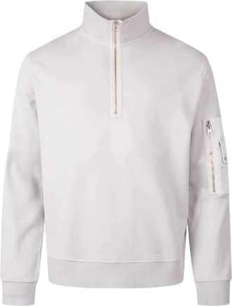 Ten c Garment Dyed Diagonal Fleece Quarter Zip Sweatshirt - Heren - Vesten met rits - Grijs - L - Katoen - Hoodies & sweatvesten