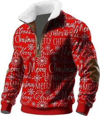 Generic Christmas Jumpers for Men Novelty Funny Xmas Reindeer Jumpers Santa Claus Christmas Sweatshirt Nordic 3D Print Graphic Pullover Sweaters Vacation Holi