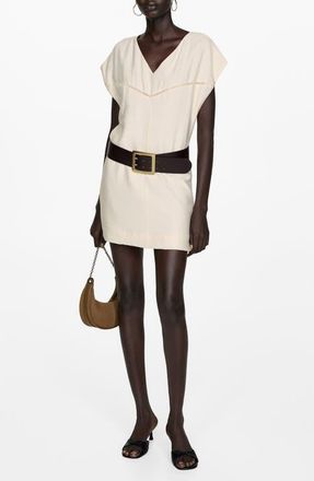 Mango Lace Trim Dress in Ecru at Nordstrom, Size 2