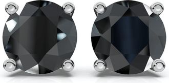 Pompeii3 Round 4-Prong Black Diamond Studs 14k Gold