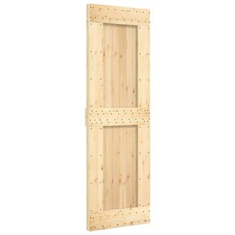Berkfield Home Sliding Door with Hardware Set 70x210 cm Solid Wood Pine in Brown