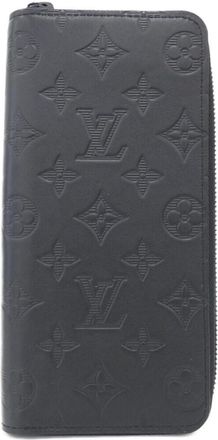 Louis Vuitton Monogram Shadow Black Leather Long Wallet (Bi-Fold) (Pre-Owned)
