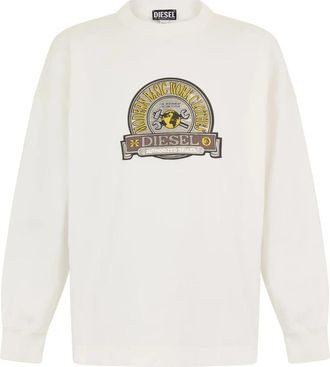 Diesel Cotton Logo Patch Sweatshirt - Heren - Sweatshirts - Wit - L - Katoen - Hoodies & sweatvesten