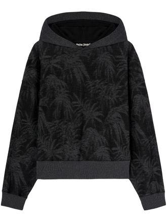 Palm Angels Felpa con logo curvo e cappuccio - Nero