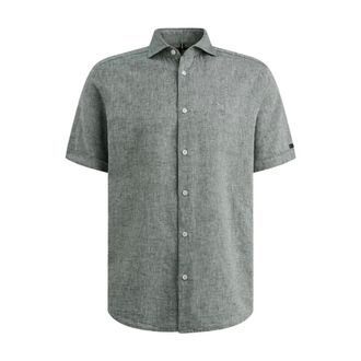Vanguard Shirt met korte mouwen van linnenmix - Heren - Overhemden - Grijs - Maat: L Linnen