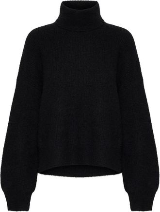 Gestuz Zwarte Rollneck Trui Alphagz Stijl - Dames - Coltruien - Zwart - L - Wol - Truien & Vesten