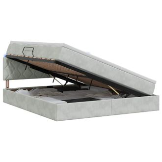 vidaXL Letto Con Contenitore Led E Materasso Grigio Chiaro Vidaxl