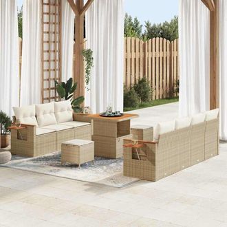 vidaXL Conjunto De Sof&aacute; De Jard&iacute;n 10 Pcs Beige Y Crema 80 X 80 X 71 Cm Vidaxl