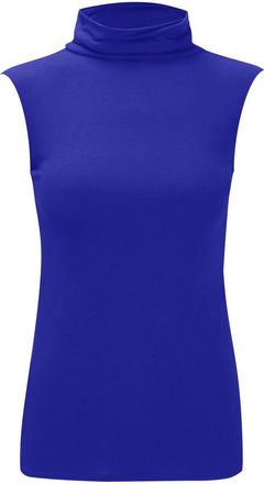 Generic New Ladies Polo Neck Womens Plus Size Sleeveless Stretch Turtle Neck Jersey Basics Top. UK 8-26, Blue, SM-UK(8-10)