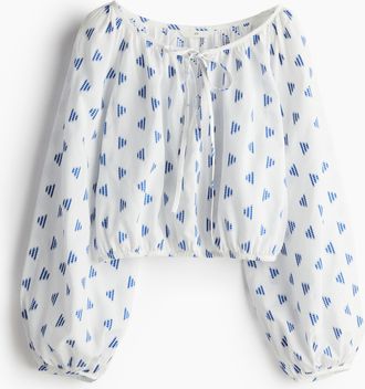 H&M Bluse mit Ballonärmeln - White