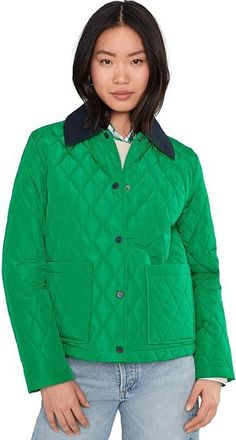 Lauren Ralph Lauren Single Breasted Quilt Twill Collar Womens Jacket Stem : LG, Polyester
