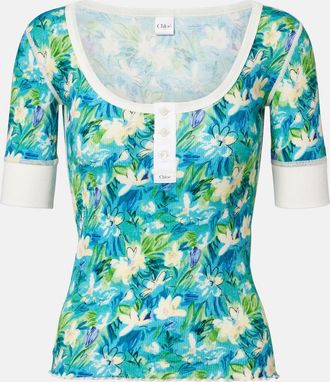 Chlo&eacute; Chlo&eacute; Floral cotton-blend bowling shirt