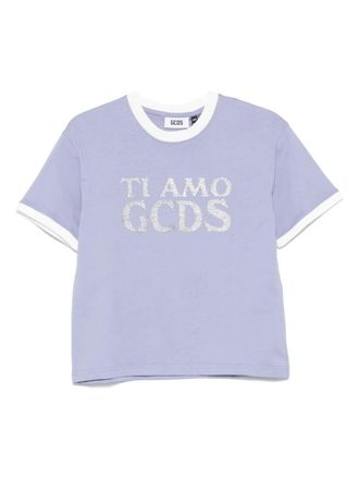 GCDS Boxy T-Shirt With Glitter Ti Amo Gcds