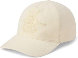 Ralph Lauren Purple Label Embroidered Cashmere Melton Adjustable Baseball Cap in Classic Cream at Nordstrom