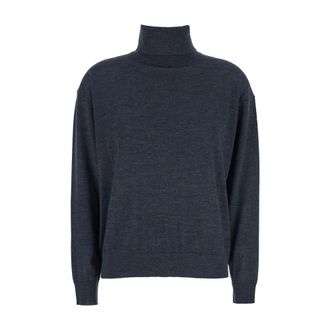 Semicouture Turtlenecks, female, Gray, Size: XS High Neck Wool Sweater in Grey