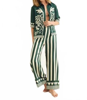 Eres Pacha Silk Twill Trousers In Deep Green