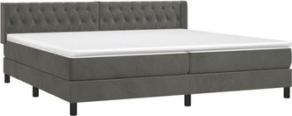 vidaXL Vidaxl - Cama Box Spring Con Colch&oacute;n Terciopelo Gris Oscuro 200x200 Cm