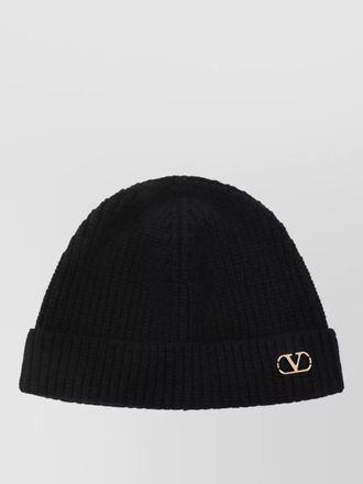 Valentino Garavani knit hat ribbed texture turn up brim