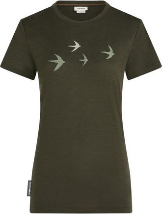 Icebreaker Merino 150 Tech Lite S/S Bird Transit Merinoshirt f&uuml;r Damen | oliv
