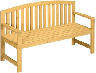 STILVORA Banco De Jard&iacute;n 2 Plazas Con Respaldo Y Reposabrazos Madera De Abeto Resistente Al Agua Naranja 143 X 51 X 85 Cm