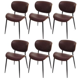 Hhg [nunca Usado] Juego De 6 Sillas De Comedor Hhg-233, Silla, Imitaci&oacute;n Madera Curvada 280g/m&sup2; Oeko-tex Mvg, Aspecto Nogal, Marr&oacute;n Vintage
