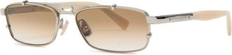 Brunello Cucinelli Flattop Rectangle-frame Sunglasses - Brown Light - One Size
