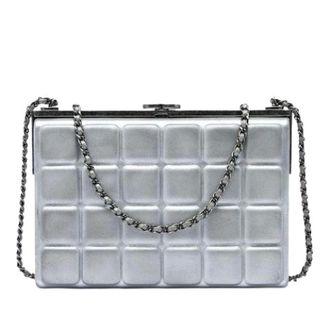 Chanel Pre-owned Top Frame Clasp Crossbody Bag - Dames - Pre-owned - Grijs - Maat: ONE Size Leer