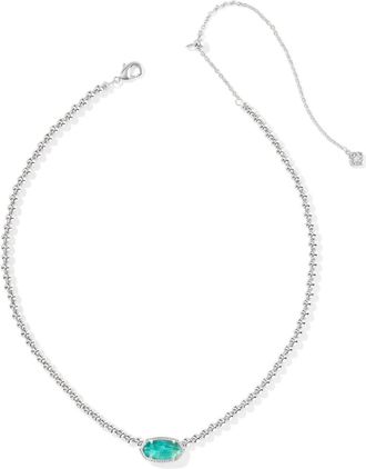 Kendra Scott Womens Elisa Beaded Necklace In Silver Bright Aqua Illusion