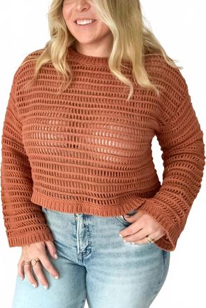 Le Lis Blanc Deux Horizon Openwork Crochet Sweater In Rust