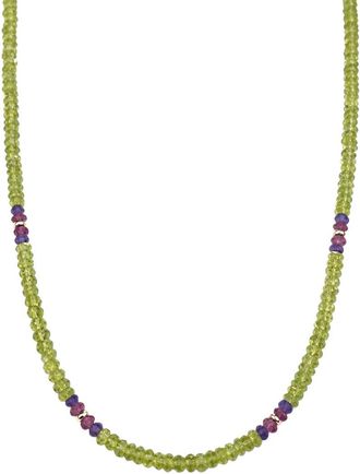 Jewelmak 14K Peridot, Amethyst, Tourmaline Necklace