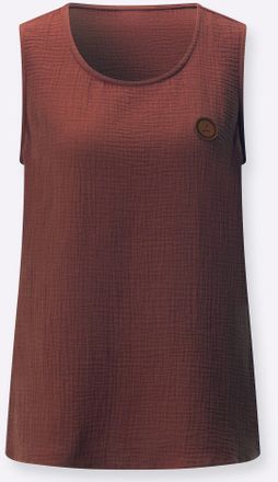 Casual Looks Blusentop CASUAL LOOKS, Damen, Gr. 36, rotbraun, 100% Baumwolle, unifarben, Rundhals, Blusen Blusentop