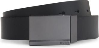 HUGO BOSS Casual belt in Italian leather with brushed gunmetal hardware