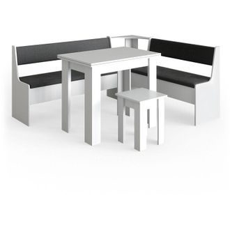 Vicco Gruppo panca ad angolo Roman, Bianco, 180 x 41.5 cm con tavolo