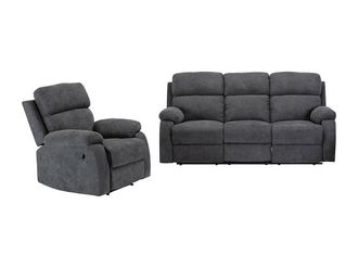 Vente-Unique Sof&aacute; relax de 3+1 plazas de tela TOLZANO - Antracita